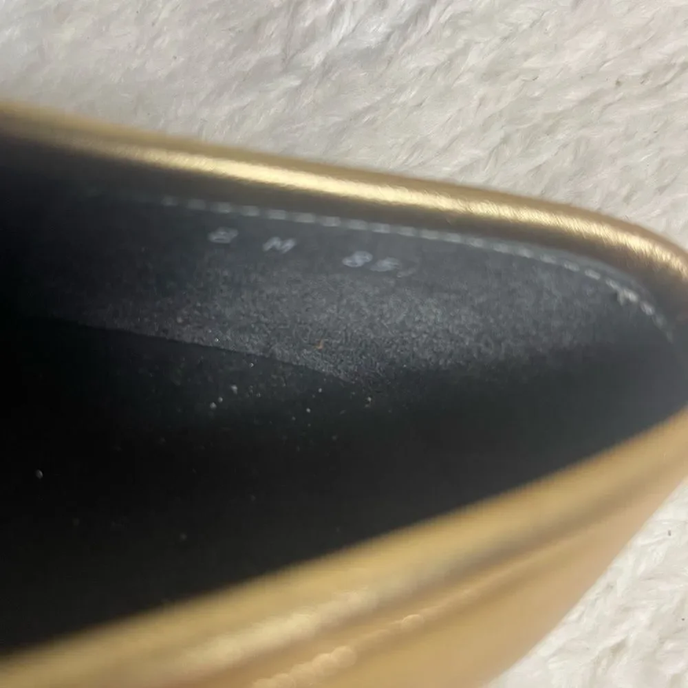 Tic Tac Toe leather Gold wedge slip on SZ8M